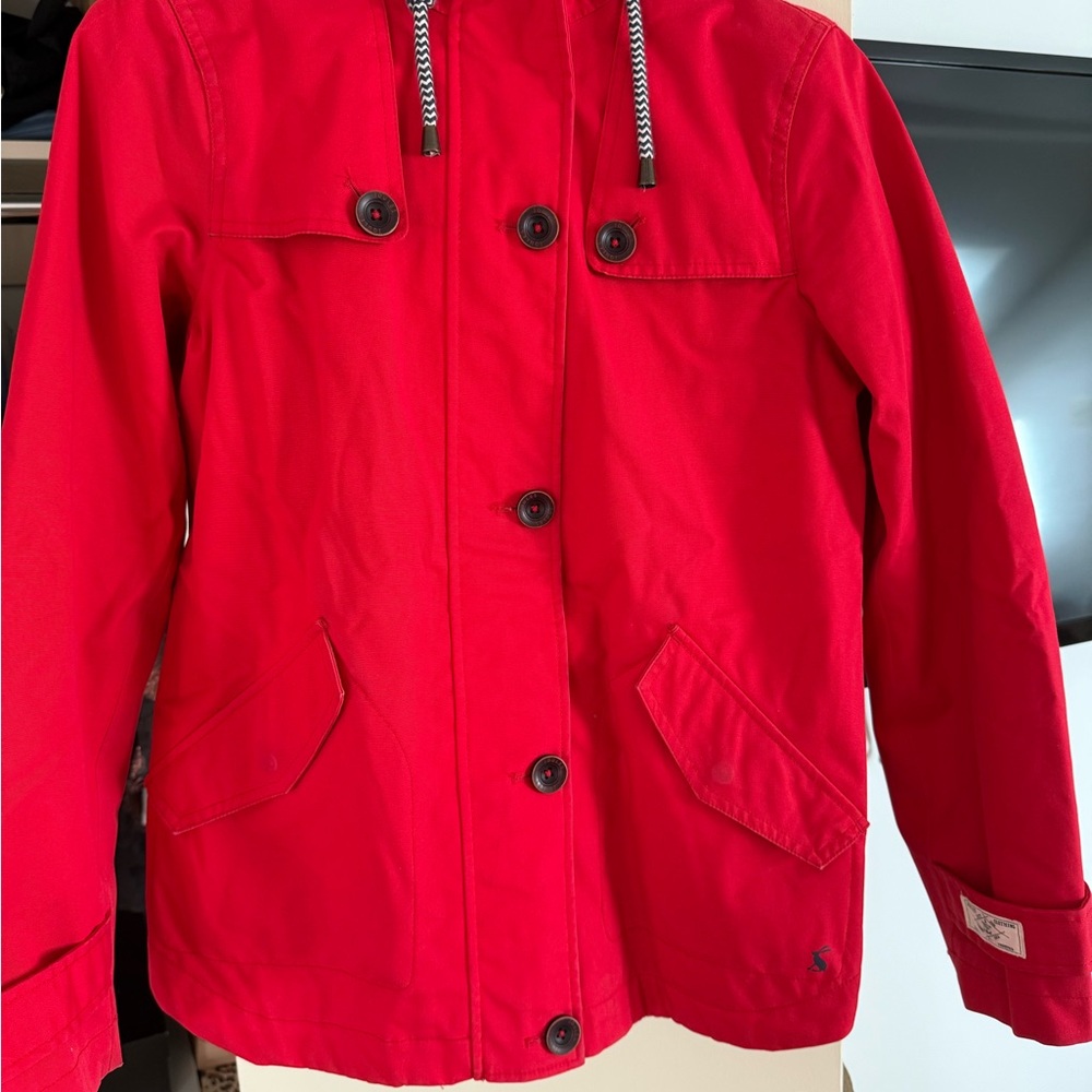 Red Joules Raincoat with Button Details